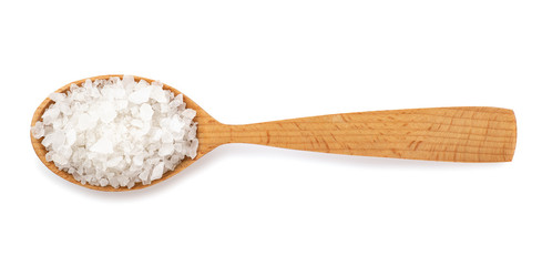 sea salt in wooden spoon