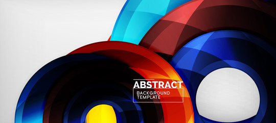 Modern geometric circles abstract background, colorful round shapes with shadow effects