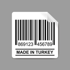 Label with Barcode and text-made in turkey,