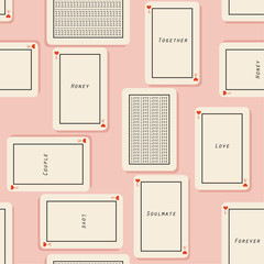 Seamless pattern vector Cute good meaning of love wording cards with hearts in valentine vibes design for fashion,fabric,wallpaper,web, and all prints