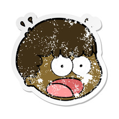 distressed sticker of a cartoon male face