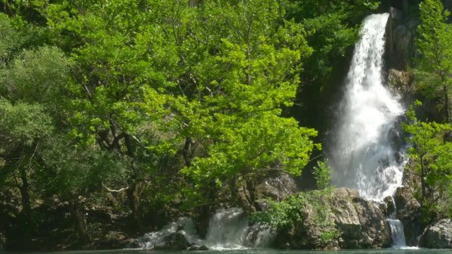 panorama of mountain waterfall in central Greece, Zagori, Europe