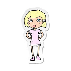 sticker of a cartoon woman