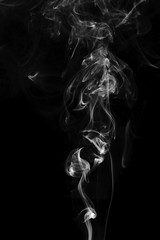 Abstract swirl white smoke movement on black. Fantasy smoke