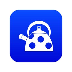 Kettle with white dots icon digital blue for any design isolated on white vector illustration