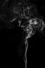 Abstract swirl white smoke movement on black. Fantasy smoke