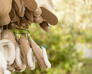 Home slippers at street fair in Austria