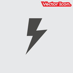 Lightning bolt. Icon isolated sign symbol and flat style for app, web and digital design. Vector illustration.