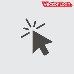 Mouse arrow icon isolated sign symbol and flat style for app, web and digital design. Vector illustration.
