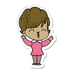 sticker of a cartoon laughing woman