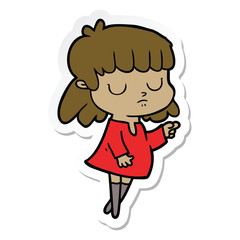 sticker of a cartoon indifferent woman