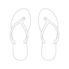 flip-flops, vector illustration, lining draw