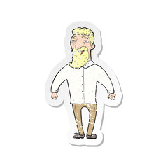 retro distressed sticker of a cartoon happy man with beard