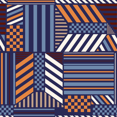 Colorful trendy geometric pattern with bright bold stripe blocks mix with checkered  modern style elements design for fashion advertising,web,fabric wallpaper