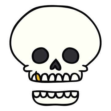 cartoon doodle of a skull head