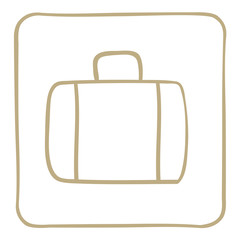 Suitcase icon  in a light brown frame. Vector graphics.