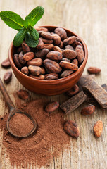 Cocoa beans and powder