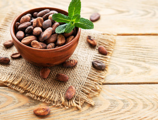 Bowl with Cocoa beans