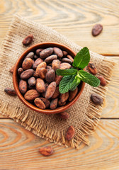 Bowl with Cocoa beans