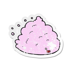 retro distressed sticker of a cartoon cloud character