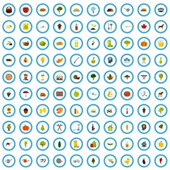 100 farm art icons set in flat style for any design vector illustration