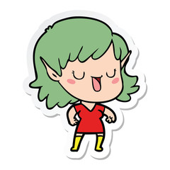 sticker of a cartoon elf girl