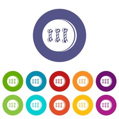 Retro button icons color set vector for any web design on white background