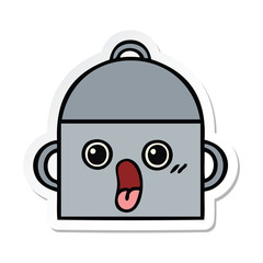 Obraz premium sticker of a cute cartoon cooking pot