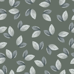 Watercolor seamless pattern of leaves