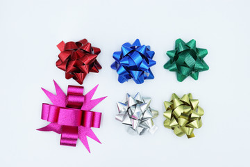 color full ribbon bow isolated on white background.