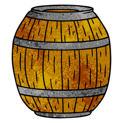 textured cartoon doodle of a wooden barrel