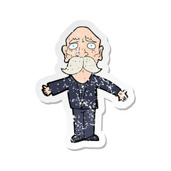 retro distressed sticker of a cartoon disapointed old man