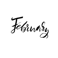 February. lettering banner. Hand drawn calligraphy poster. Vector illustration.