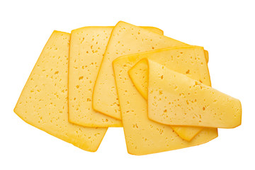Cheese slice on white background.