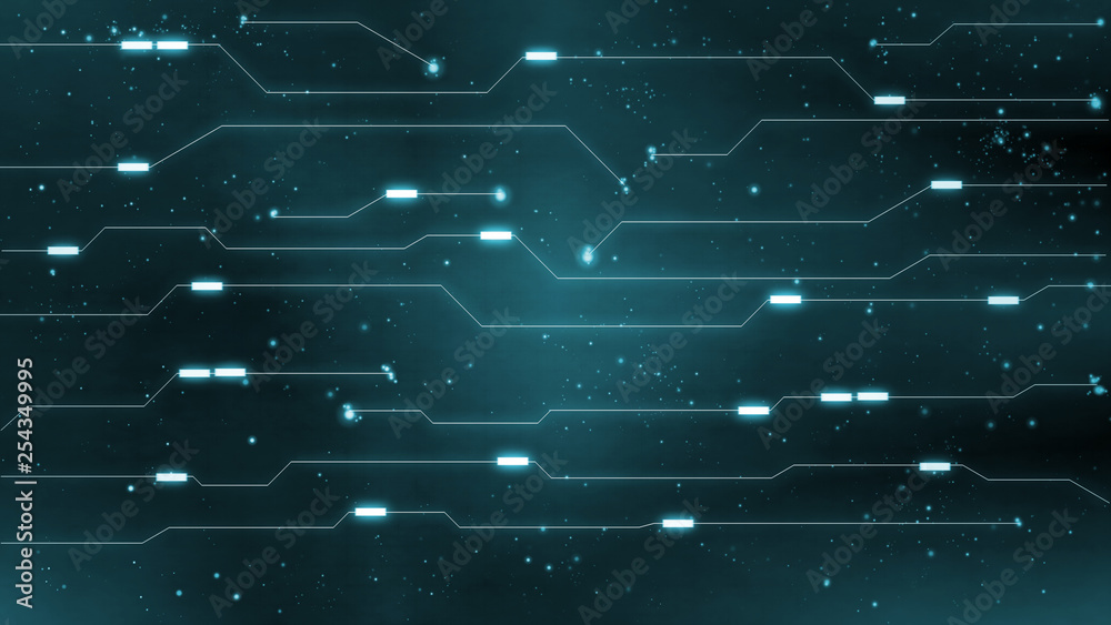 Poster abstract line technology background with glowing circle and rectangle dots geometry