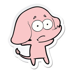 sticker of a cartoon unsure elephant