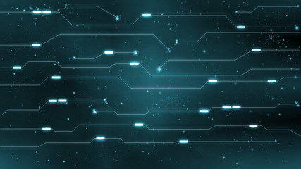 Abstract line technology background with glowing circle and rectangle dots geometry