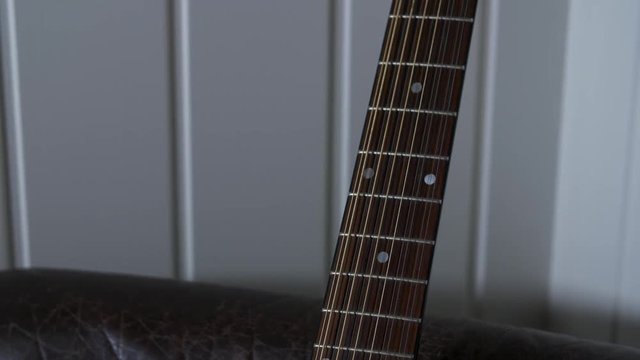 A tilt-down shot of a 12-string Guitar