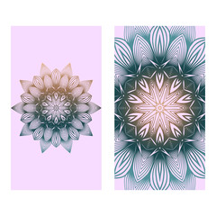 Collection Card With Relax Mandala Design. For Mobile Website, Posters, Online Shopping, Promotional Material. Romantic color