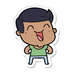 sticker of a cartoon man laughing