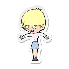 sticker of a cartoon woman panicking