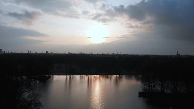 Munich Kleinhesseloher lake fotage