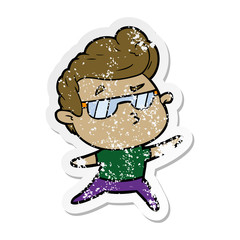 Obraz premium distressed sticker of a cartoon cool guy