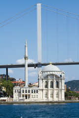 Fototapeta na wymiar Ortakoy Mosque has one of the most picturesque settings of all of the Istanbul mosques