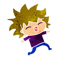 retro cartoon of cute kawaii girl