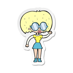 sticker of a cartoon woman wearing spectacles