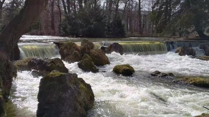 Tiny waterfall relax and quiet in Munich English Garden