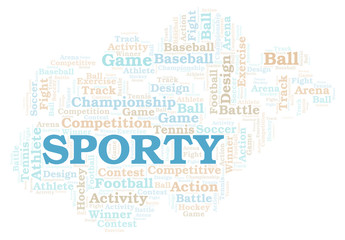 Sporty word cloud.