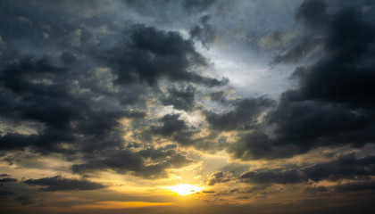 Naklejka na ściany i meble Sunset sky with clouds, Nature background
