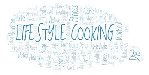 Obraz premium Lifestyle Cooking word cloud.
